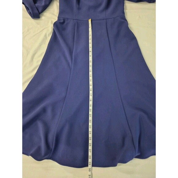 BLACK HALO Women's Dress Kensington Purple Knit Midi 3/4 Sleeve V Neck Size 10 - Picture 13 of 14